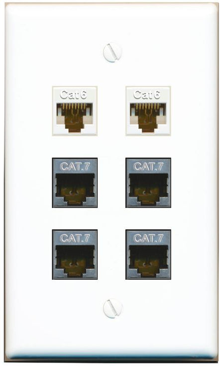  2 CAT6 4 CAT7 Flat/Solid Wall Plate [White]