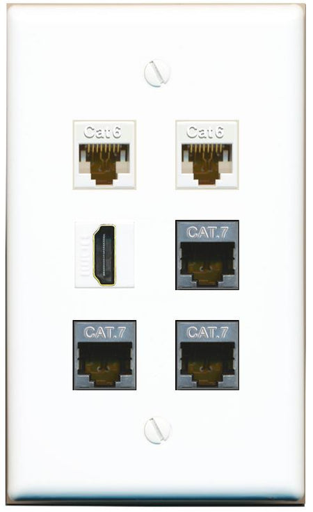  2 CAT6 3 CAT7 HDMI Flat/Solid Wall Plate [White]