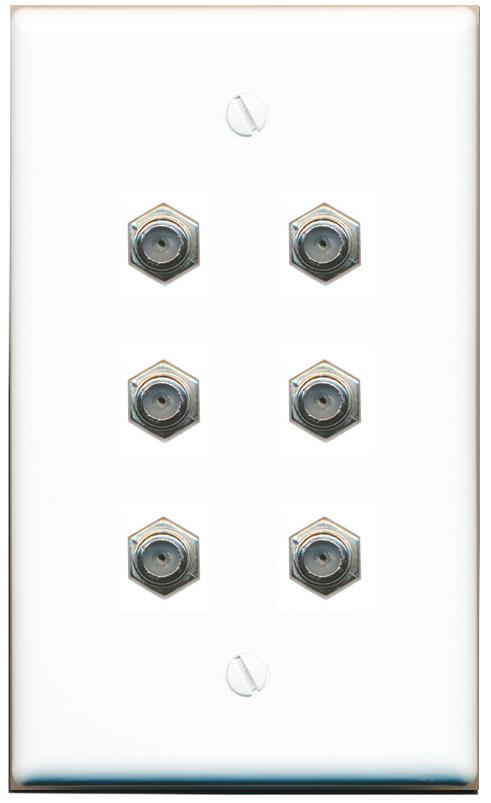  6 COAX Flat/Solid Wall Plate [White]