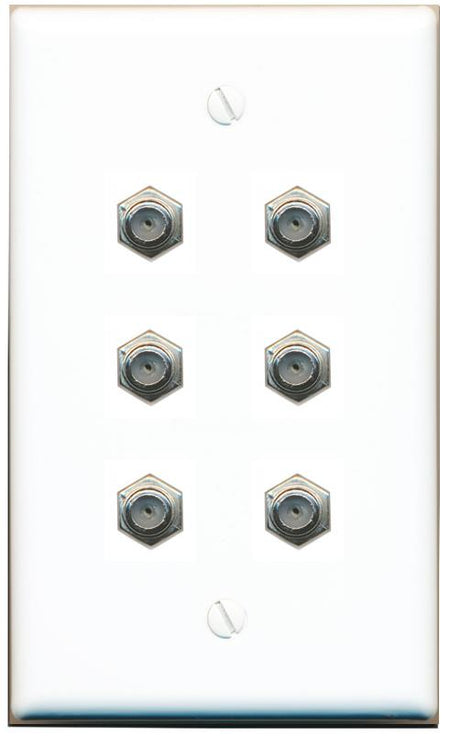  6 COAX Flat/Solid Wall Plate [White]