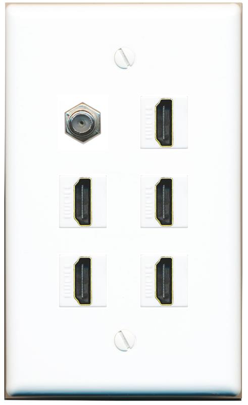  COAX 5 HDMI Flat/Solid Wall Plate [White]