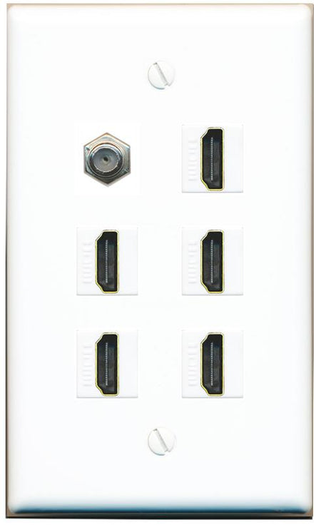  COAX 5 HDMI Flat/Solid Wall Plate [White]