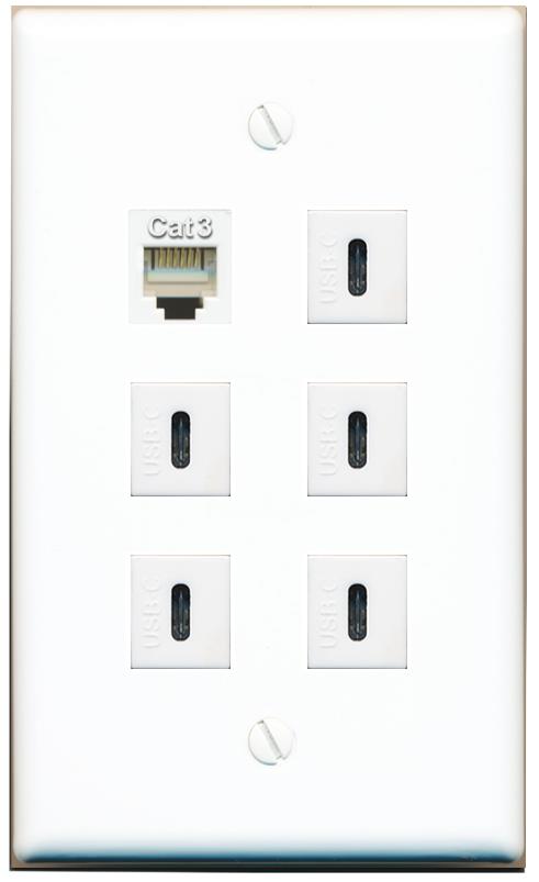  PHONE 5 USBC Flat/Solid Wall Plate [White]