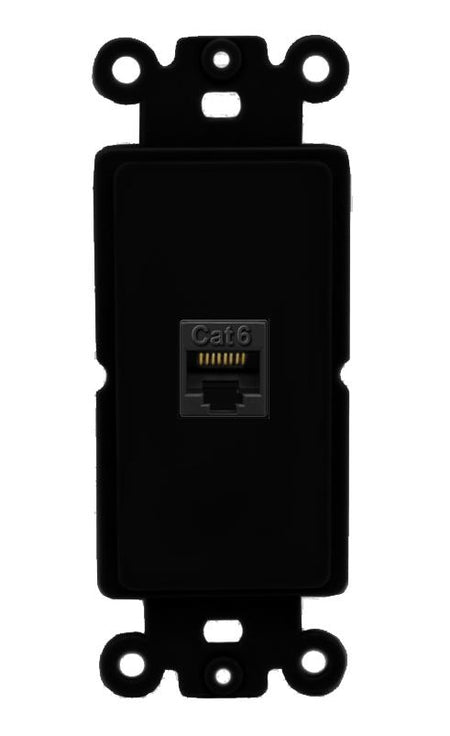 RiteAV 1 Port CAT6-BLACK Rocker Insert Module Wall Plate [Black]