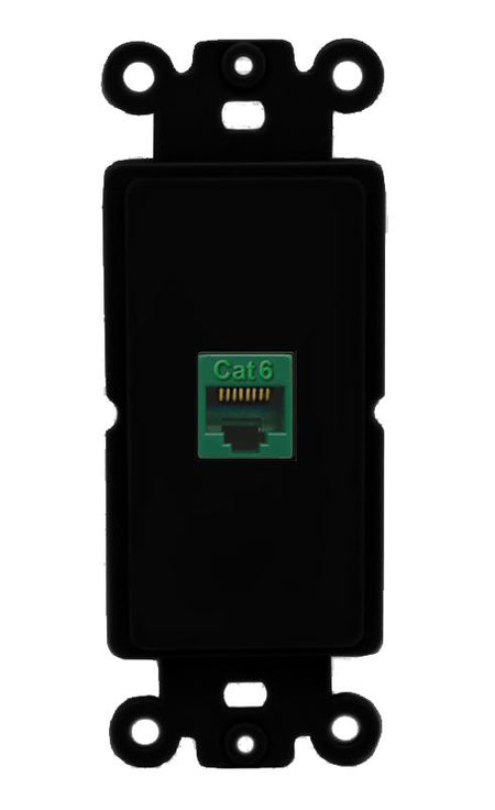 RiteAV 1 Port CAT6-GREEN Rocker Insert Module Wall Plate [Black]