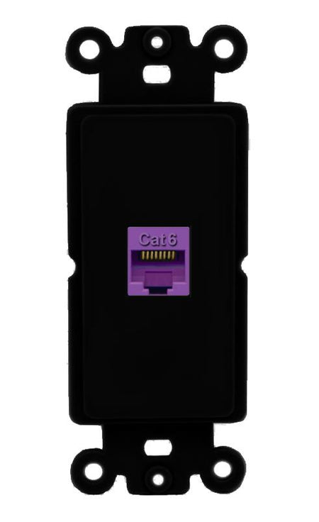RiteAV 1 Port CAT6-PURPLE Rocker Insert Module Wall Plate [Black]