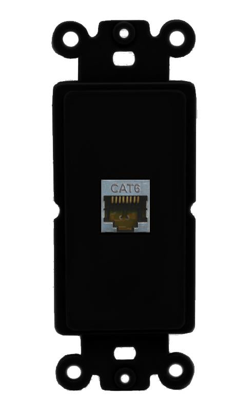 RiteAV 1 Port CAT6-SHIELDED Rocker Insert Module Wall Plate [Black]