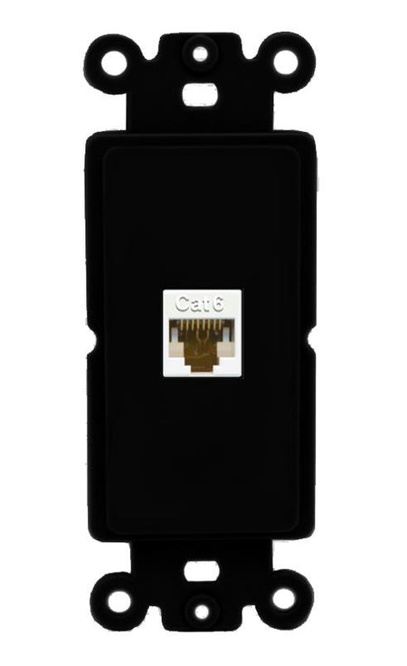 RiteAV 1 Port CAT6-WHITE Rocker Insert Module Wall Plate [Black]