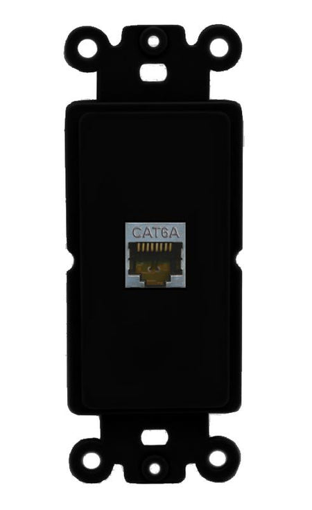 RiteAV 1 Port CAT6A Rocker Insert Module Wall Plate [Black]