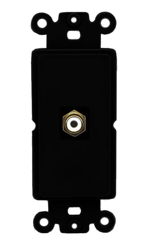 RiteAV 1 Port RCA-WHITE Rocker Insert Module Wall Plate [Black]