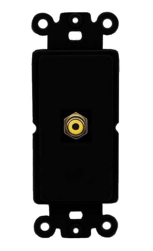 RiteAV 1 Port RCA-YELLOW Rocker Insert Module Wall Plate [Black]