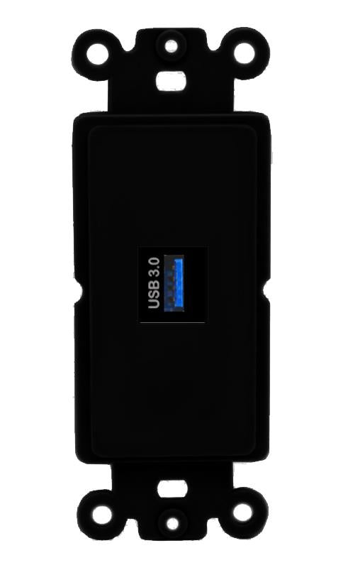 RiteAV 1 Port USB-3 Rocker Insert Module Wall Plate [Black]