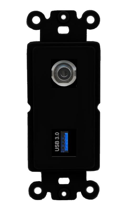 3.5mm USB-3 Wall Plate [Black]