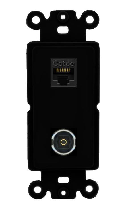 CAT5E TOSLINK Wall Plate [Black]