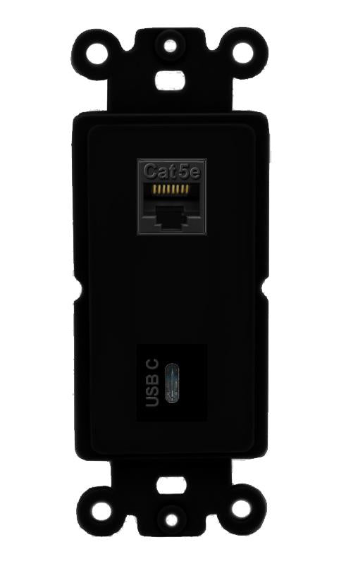 CAT5E USBC Wall Plate [Black]