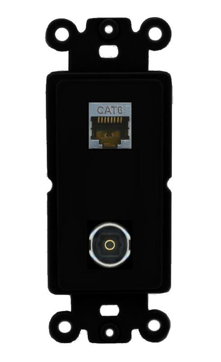 CAT6-SHIELDED TOSLINK Wall Plate [Black]