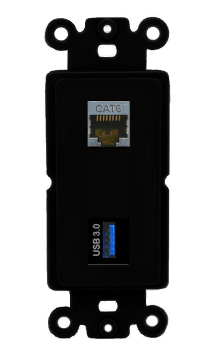 CAT6-SHIELDED USB-3 Wall Plate [Black]