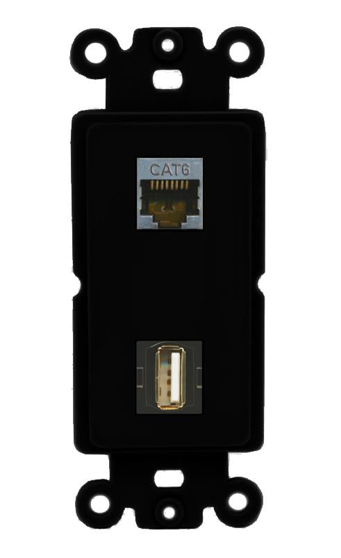 CAT6-SHIELDED USB2 Wall Plate [Black]
