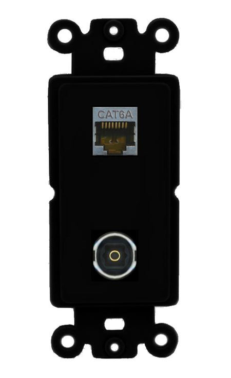 CAT6A TOSLINK Wall Plate [Black]