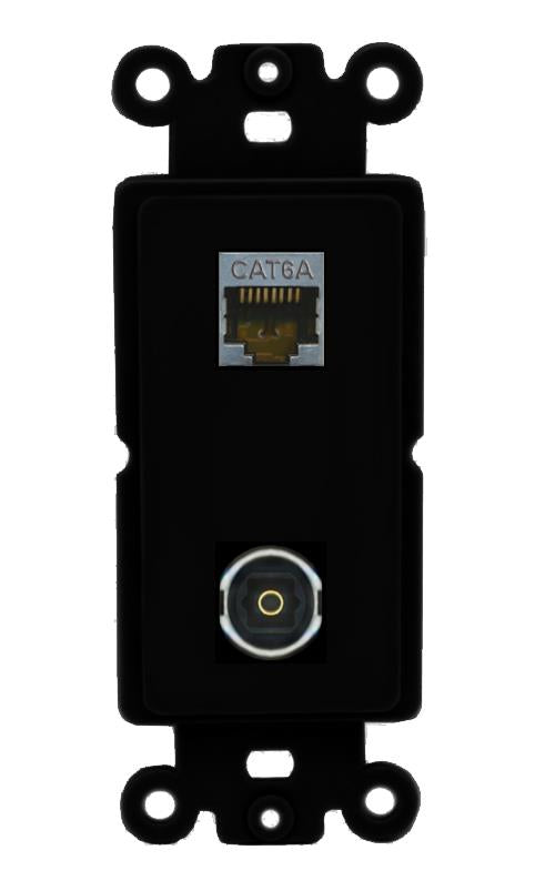 CAT6A TOSLINK Wall Plate [Black]