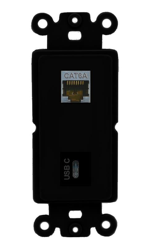CAT6A USBC Wall Plate [Black]
