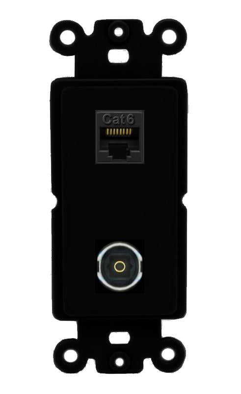 CAT6 TOSLINK Wall Plate [Black]