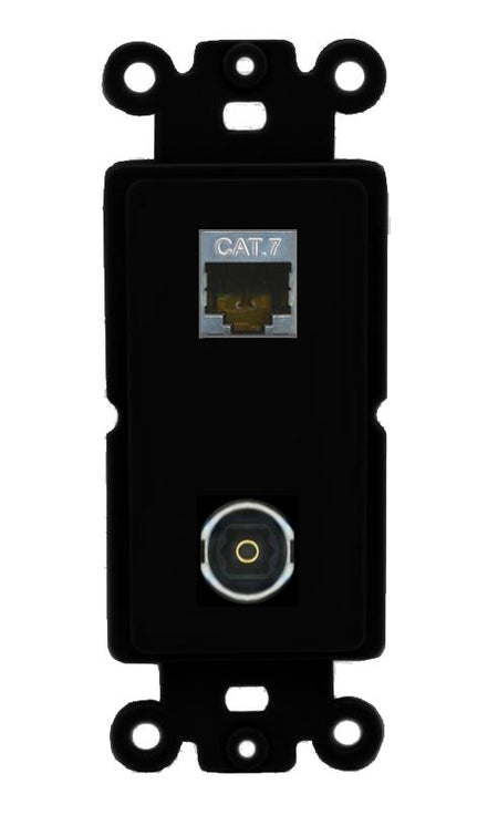 CAT7 TOSLINK Wall Plate [Black]