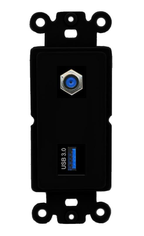 F81 USB-3 Wall Plate [Black]