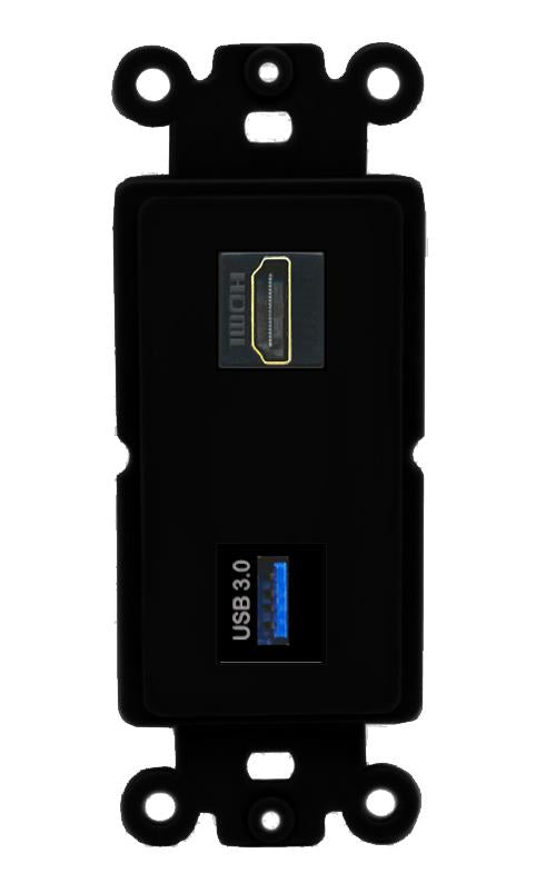 HDMI USB-3 Wall Plate [Black]
