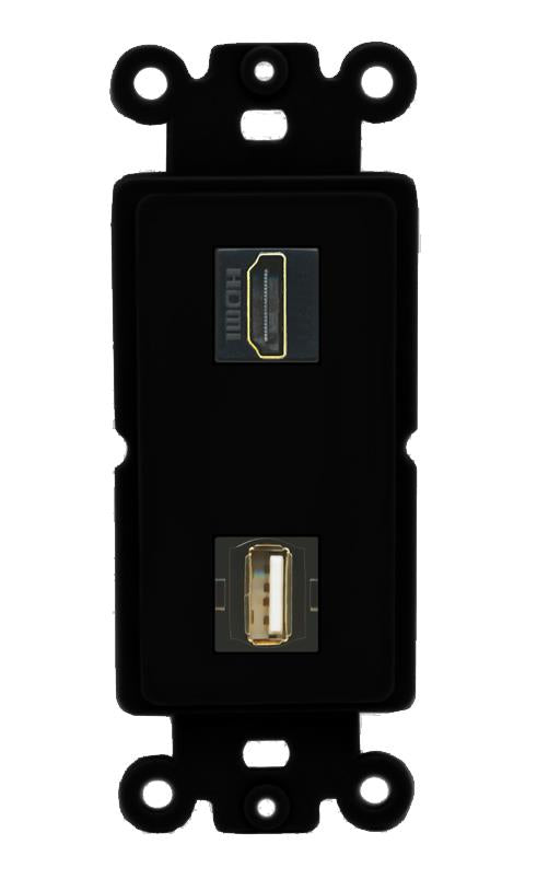 HDMI USB2 Wall Plate [Black]
