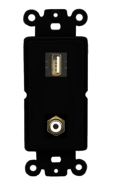 RCA-WHITE USB2 Wall Plate [Black]