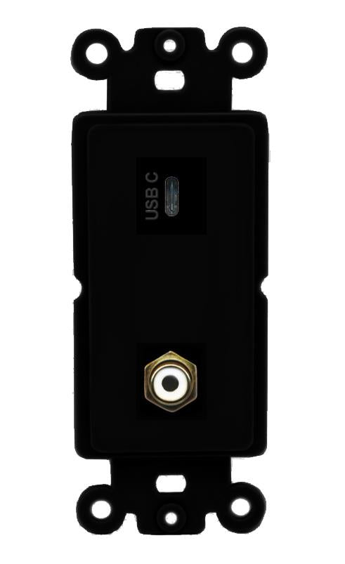 RCA-WHITE USBC Wall Plate [Black]