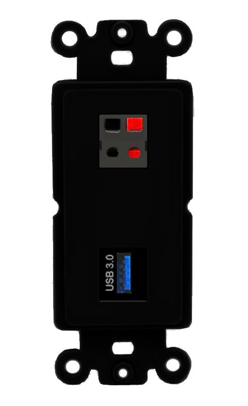 SPEAKER USB-3 Wall Plate [Black]
