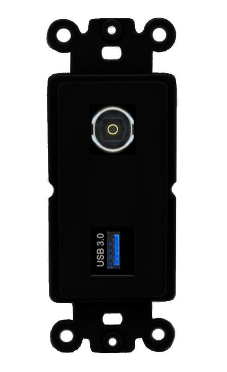 TOSLINK USB-3 Wall Plate [Black]