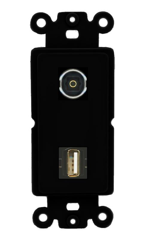 TOSLINK USB2 Wall Plate [Black]
