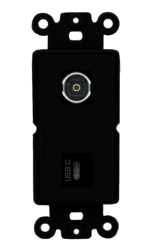 TOSLINK USBC Wall Plate [Black]