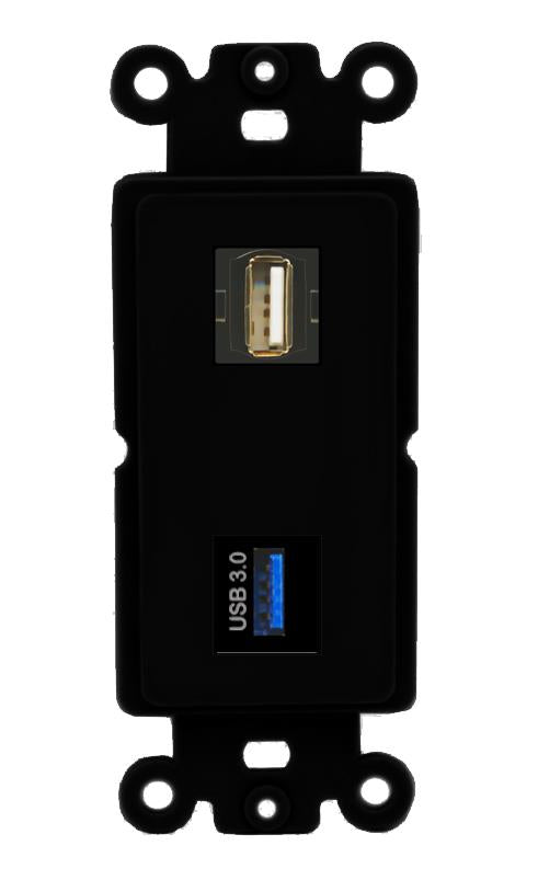 USB-3 USB2 Wall Plate [Black]