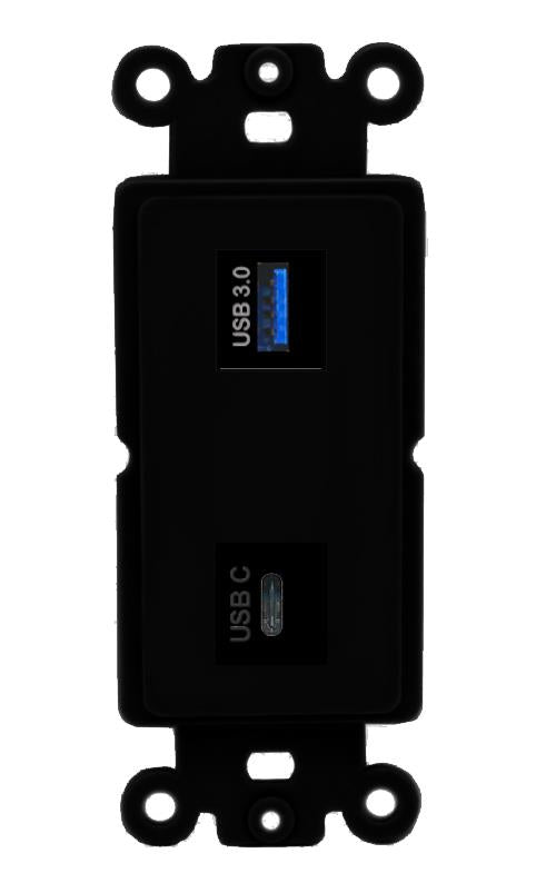 USB-3 USBC Wall Plate [Black]