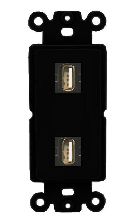 2 USB2 Wall Plate [Black]