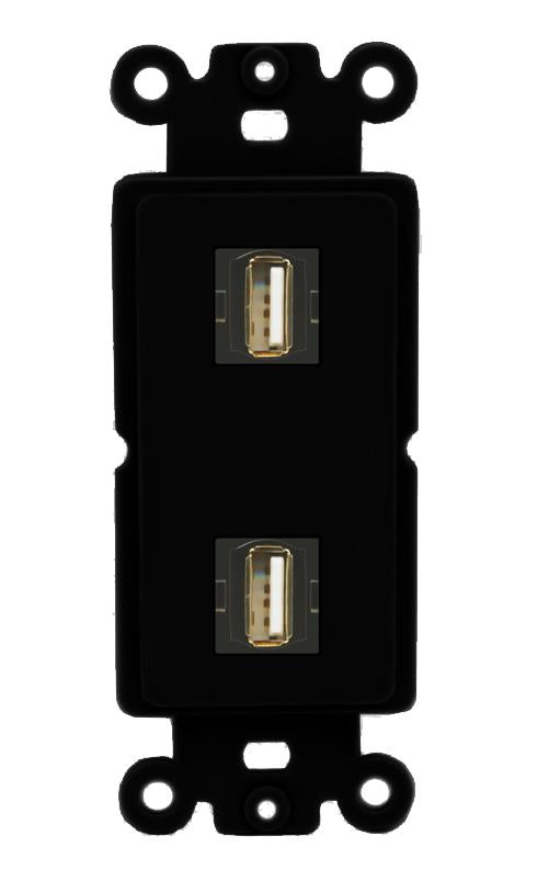 2 USB2 Wall Plate [Black]