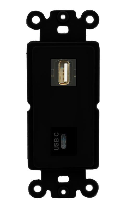 USB2 USBC Wall Plate [Black]