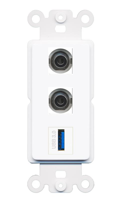 2 3.5mm USB-3 Wall Plate [White]
