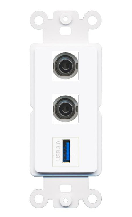 2 3.5mm USB-3 Wall Plate [White]