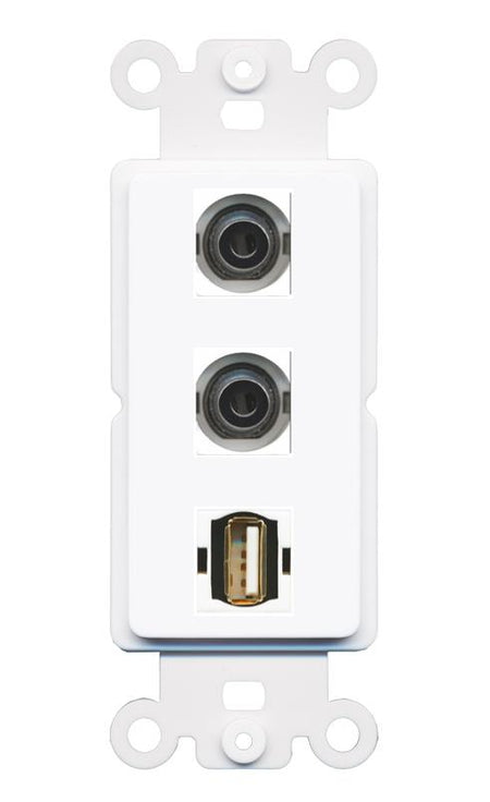 2 3.5mm USB2 Wall Plate [White]