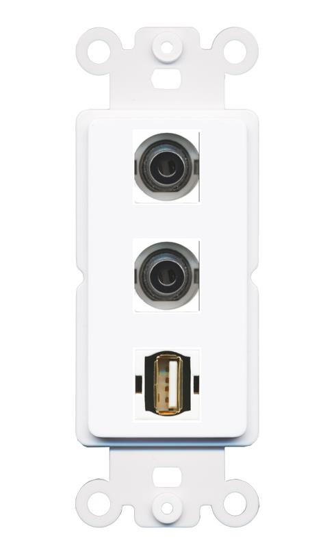 2 3.5mm USB2 Wall Plate [White]