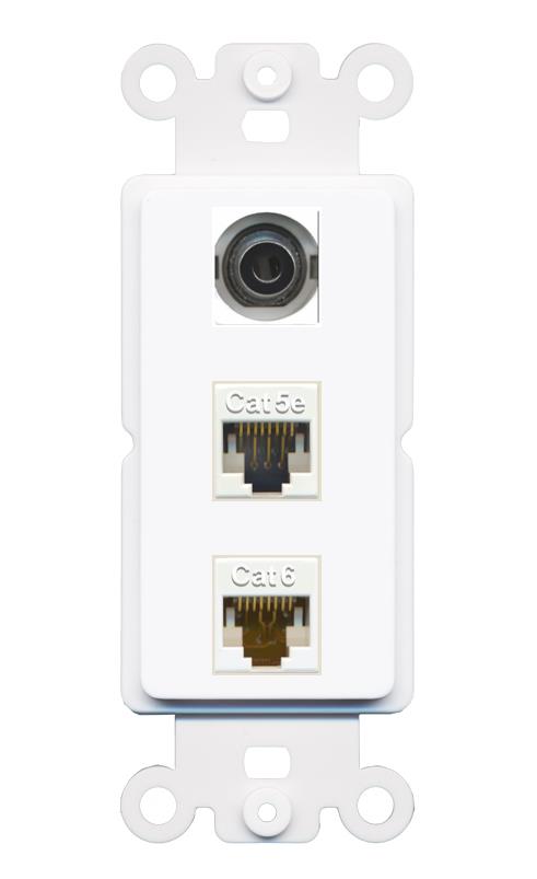 3.5mm CAT5E CAT6 Wall Plate [White]