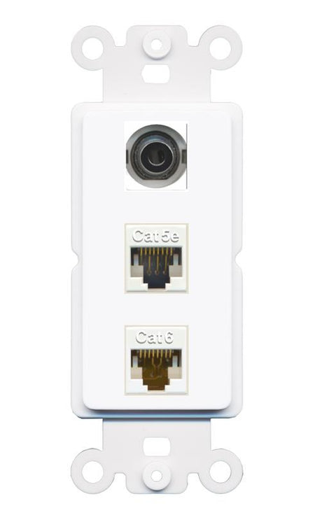 3.5mm CAT5E CAT6 Wall Plate [White]