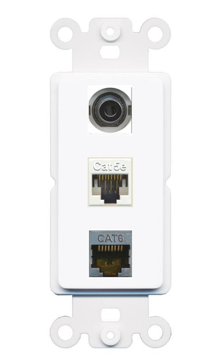 3.5mm CAT5E CAT6-SHIELDED Wall Plate [White]