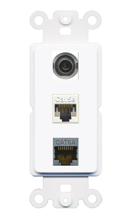 3.5mm CAT5E CAT6A Wall Plate [White]