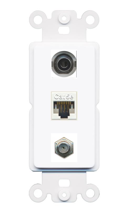 3.5mm CAT5E COAX Wall Plate [White]